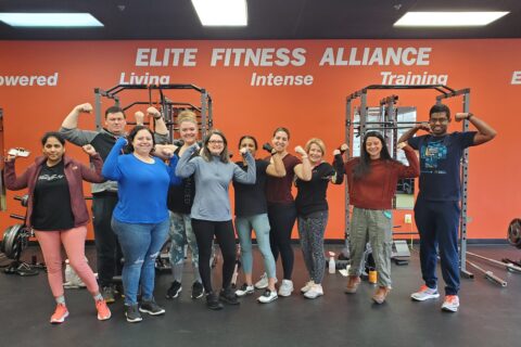 A group of people at Elite Fitness Alliance in East Brunswick, NJ