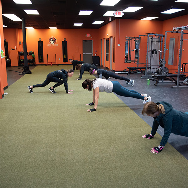 group class doing planks